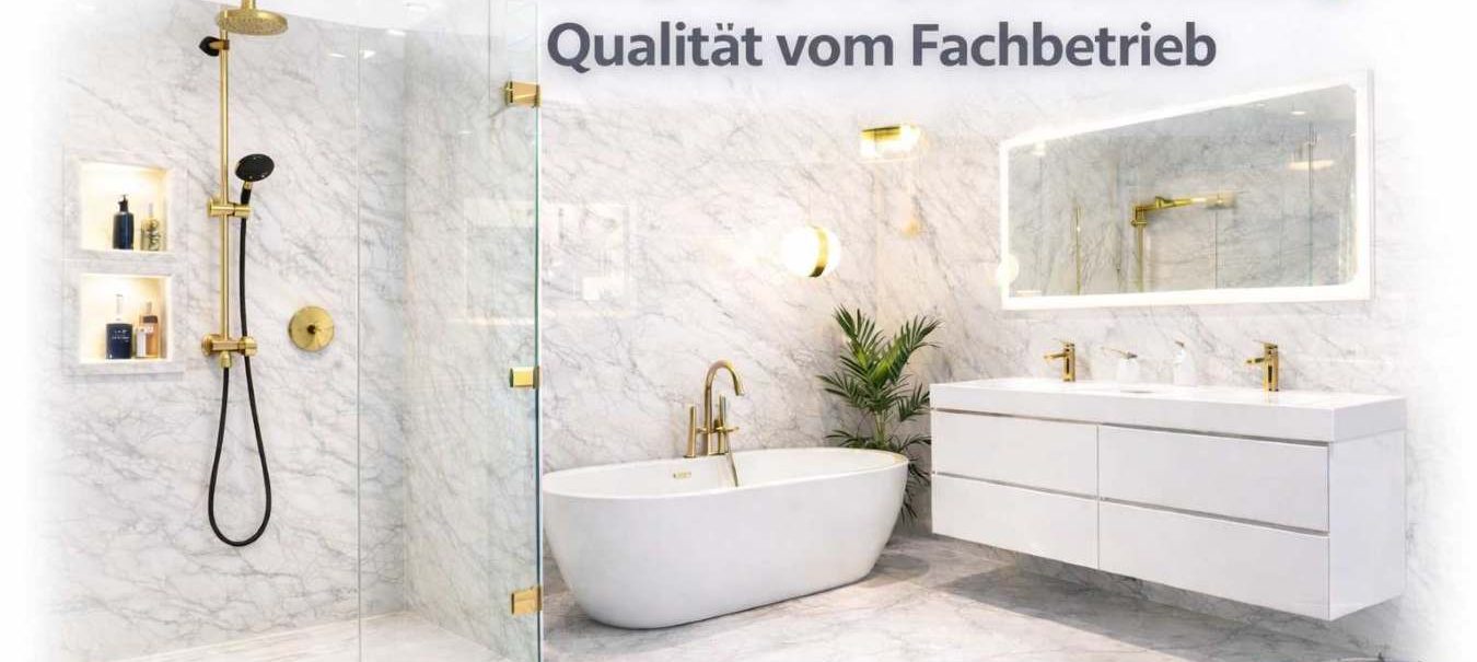 Fliesenverlegung & Badsanierung vom Profi – 25 Jahre Erfahrung Moderne Badsanierung mit Marmor-Optik, hochwertiger Dusche und präziser Fliesenverlegung vom Fachbetrieb.